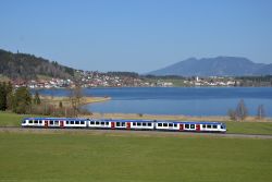 Dieseltriebwagen LINT 81 BRB Bayrische Regiobahn am Hopfensee bei Füssen