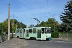 Straßenbahn Frankfurt an der Oder Tram CKD Tatra KT4D in der Lebuser Vorstadt